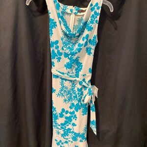 Floral Blue and White Dress